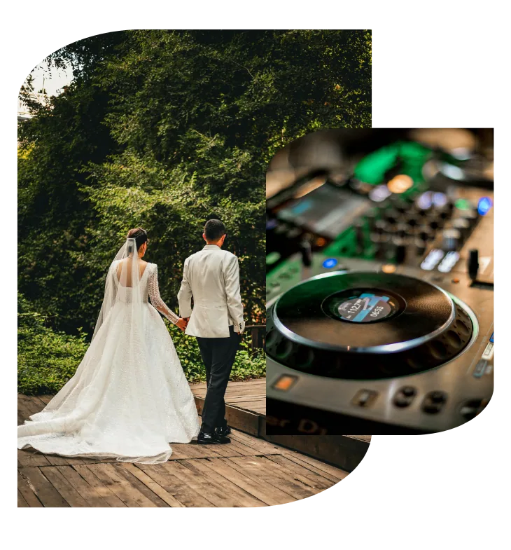 DJ equipment set up before an event