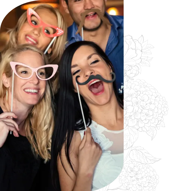 Open-air photo booth with printed photo strips